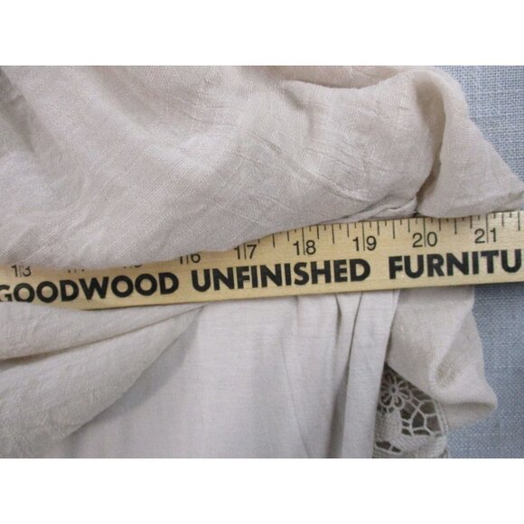 AB Studio Womens Poncho Top XL Beige With Lace Trim Rayon/Polyester Blend - Picture 4 of 7